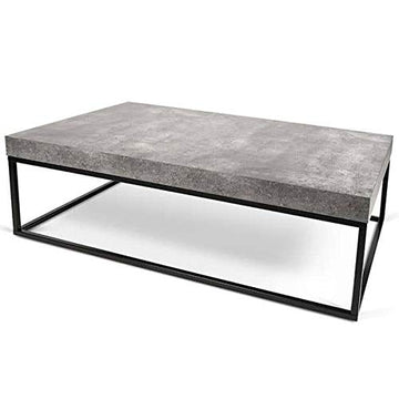 Petra, Table d'appoint ou Table Basse : Le béton et l'acier, sans Le béton - Designer : INÊS MARTINHO - 120 x 75 x 35 cm - Aspect béton Mat, Lisse au Toucher, piétement métal Noir