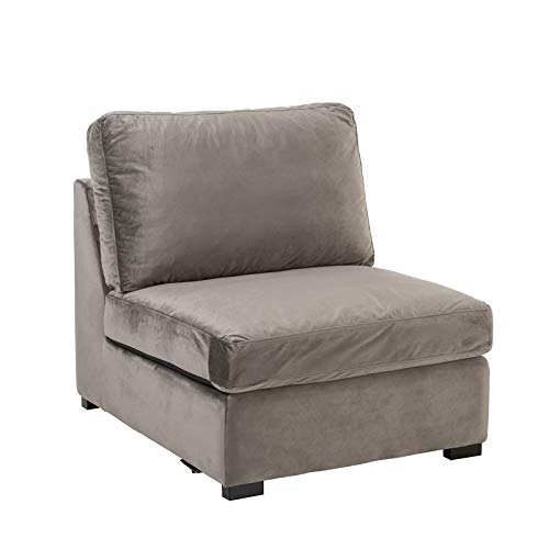 Tousmesmeubles Fauteuil chauffeuse Velours Gris - RURUTU - L 96 x l 79 x H 77 - Neuf