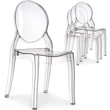 Menzzo Lot de 4 Chaises Salle Manger Plexi Transparent | Cuisine Salon ou Sejour | Diva |Design, Moderne et Confortable | Dimensions : L43 P52 x H89 cm