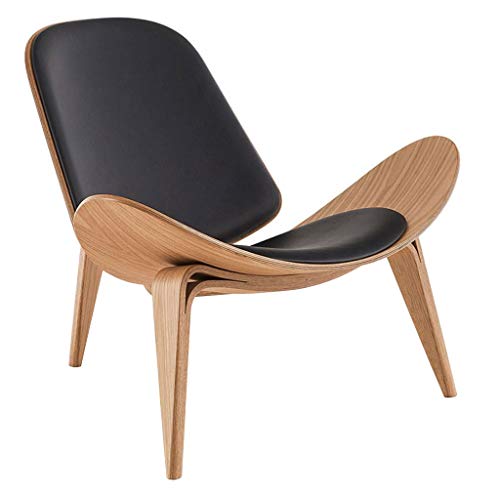 Chaise de Salle à Manger en Cuir PU - Chaise de canapé Simple Minimaliste créative - Chaise en Bois Unique Shell - Chaise de Loisirs contemporaine