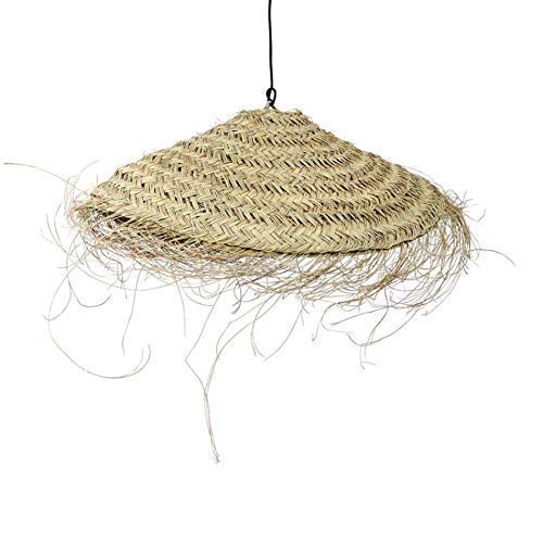 Suspension luminaire parasol en fibre de palmier, suspension doum marocaine, lampe forme parasol, lampe en rotin naturel