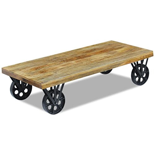 vidaXL Table Basse pour Salon Table d'appoint en Bois de manguier 120 x 60 x 30 cm