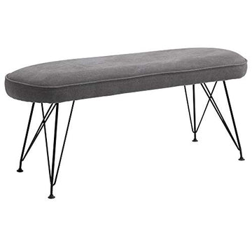 HOMCOM Banc Banquette Design Contemporain Pieds Eiffel en épingles métal Noir revêtement Lin Gris