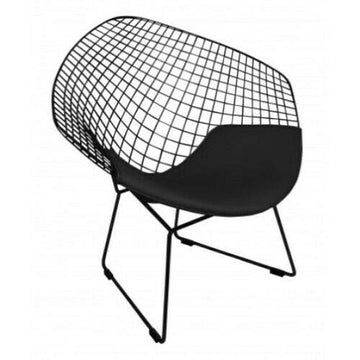 ElleDesign Fauteuil Bertoia Diamond Structure Vernie Noire Total Black Coussin Noir