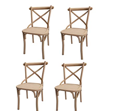 Fleda TRADING Chaise de Style Village, modèle viennois, en métal, Effet Vieilli minable, Pack DE 4 CHAISES (Bois)