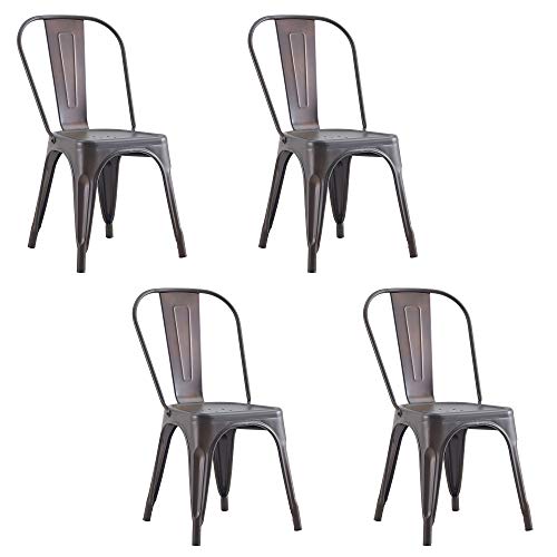 Metal Dining Chair Garden Chair 4 Pieces Industrial Modern Steel Dining Chair Tolix Kitchen Chair Metal Stacking Chair Indoor Outdoor Chair Black