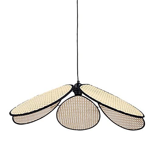 JIANAND Pendentif Fleur en rotin tissé E27 Semi-intégré avec luminaire Suspendu au Plafond en Fil réglable pour Chambre à Coucher étude Couloir entrée décolighting (20 Pouces)