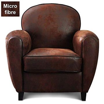 Déco en Ligne - Fauteuil Club Microfibre Marron Vintage