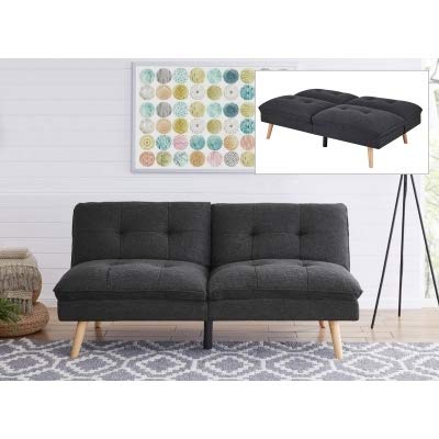 Mobilier Deco Canapé clic clac Design scandinave en Tissu Gris Anthracite KOZI