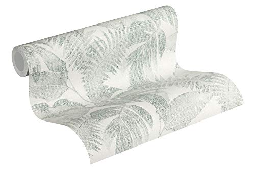 Livingwalls papier peint intissé New Walls Cosy & Relax papier peint effet jungle papier peint palmier 10,05 m x 0,53 m crème beige vert 373964 37396-4