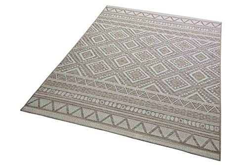 CARPETIA Tapis Sisal Intérieure & Extérieure Balcon Cuisine Terrasse Salle de Séjour - Motif À Losange - Beige crème Größe 140x200 cm