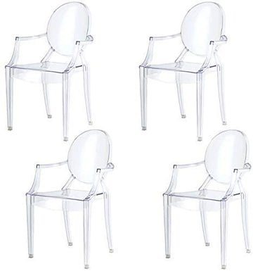 chairs4you Lot de 4 chaises Transparentes Fauteuil Cristal inspiree Louis Ghost Sejour Salle a Manger Dressing Bureau