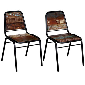 binzhoueushopping Lot de 2 chaises de Salle à Manger en Bois Massif recyclé 44 x 59 x 89 cm