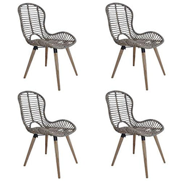 Tidyard 4 pcs Chaise de Jardin | Chaises de Salle à Manger | Chaises d'Extérieur en Rotin 48x64x85 cm Marron