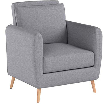 CLP Fauteuil de Salon Tilgard en Tissu I Fauteuil Confortable Rembourrée avec accoudoirs et Dossier Pieds en Bois Solide I Couleur : Gris