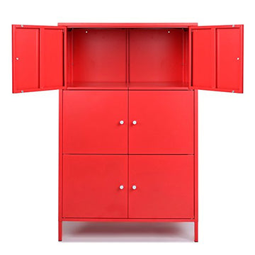 Galapara Grand Meuble de Salle de Bain, Moderne 6 Portes Armoire de Rangement en Métal Armoires De Rangement Locker Chambre Salle De Bains Meubles