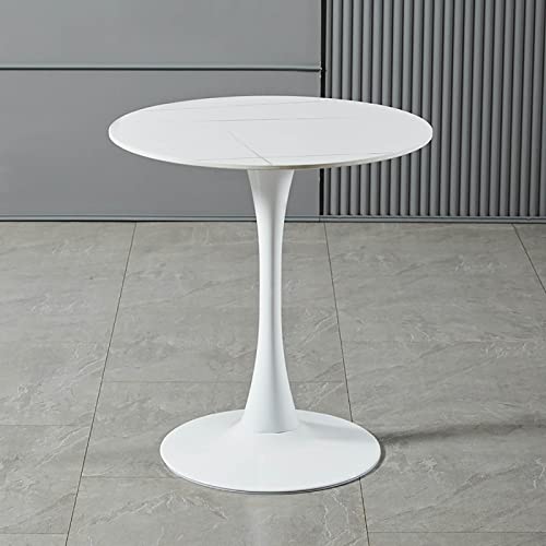 YSYJ Table Basse Moderne Panneau à Base de Bois Rond Table d'appoint Loisirs Table à Manger Style Tulipe pour Cuisine Chambre Salon(60x60x73cm, WhiteC)