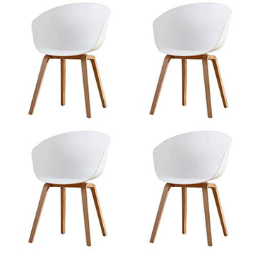 GroBKau Lot de 4 Chaises de Salle à Manger Scandinaves avec Pieds en Métal, Blanc