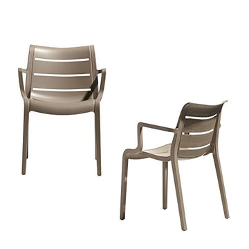 ARREDinITALY – Lot de 4 fauteuils pour extérieur et intérieur en tecnopolimero – Taupe – 100% Made in Italy