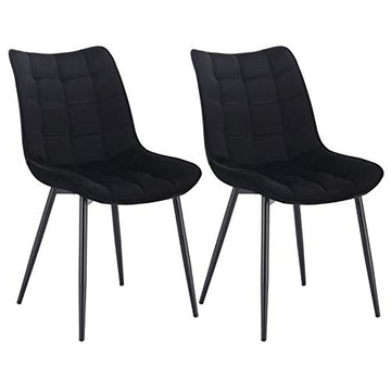 WOLTU BH142sz-2 Chaise de Salle à Manger Lot de 2 Chaise de Cuisine Assise rembourrée en Velours Pieds en métal Stable,Noir