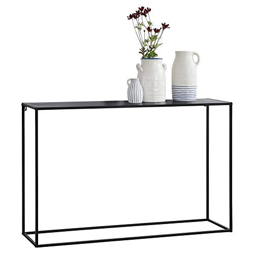 [en.casa] Table Console Table d'Appoint Industriel en Métal Résistant 74 x 115 x 32 cm Noir Mat