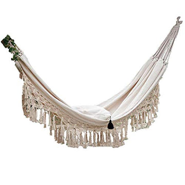 AQH 2 Personne Hamac Boho Grand Brésilien en Macramé Frange Double Deluxe Hamac Swing Net Chaise Suspendue Hamac