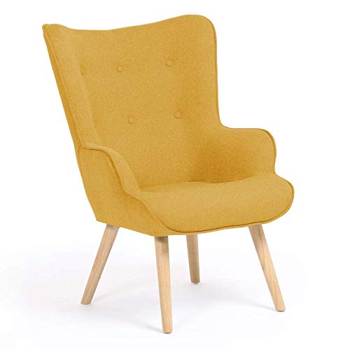 IDMarket - Fauteuil scandinave Ivar en Tissu Jaune