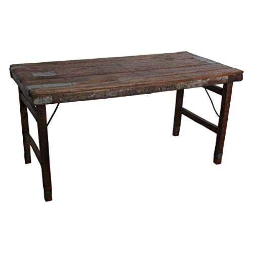 MATHI DESIGN Table Marron Vintage Pliante