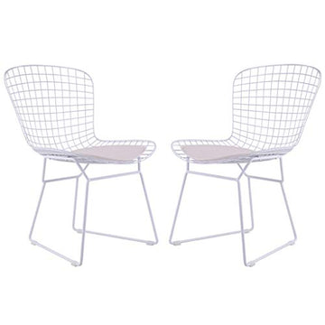 Chaise De Salle à Manger En Fer Moderne, Chaise Creuse, Fauteuil Décoration De Maison Moderne Avec Chaise En Café, (ensemble De 2),Blanc