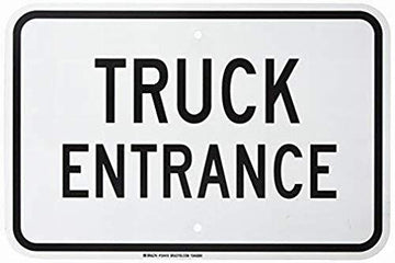 Truck Entrance Panneau d'avertissement en métal avec Inscription en Anglais « Caution » pour propriété 20 x 30 cm Noir sur Blanc