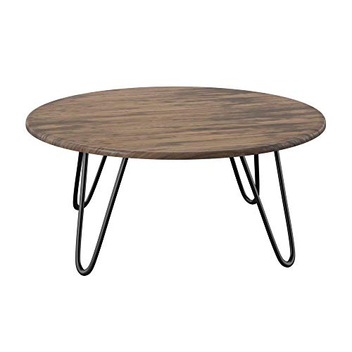 ASPECT Brockton Table Basse Ronde, Bois d'ingénierie, Brun/Noir, 80 x 80 x 35 cm