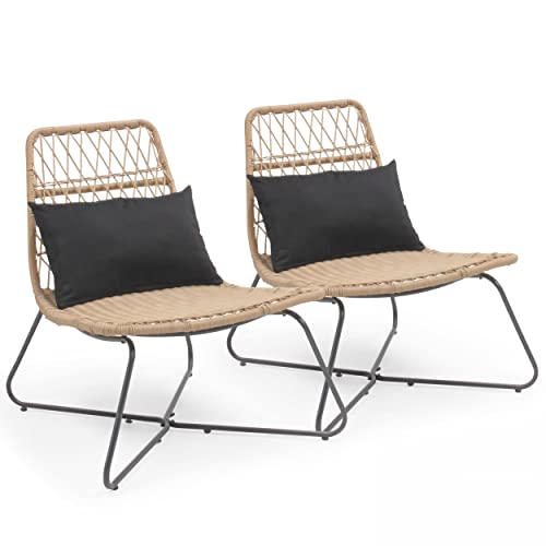 Oviala Lot de 2 fauteuils de Jardin en résine tressée