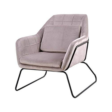 Zons KATEL Fauteuil en Velours ET MÉTAL Noir + Coussin, Beige, 72x79xH81 cm