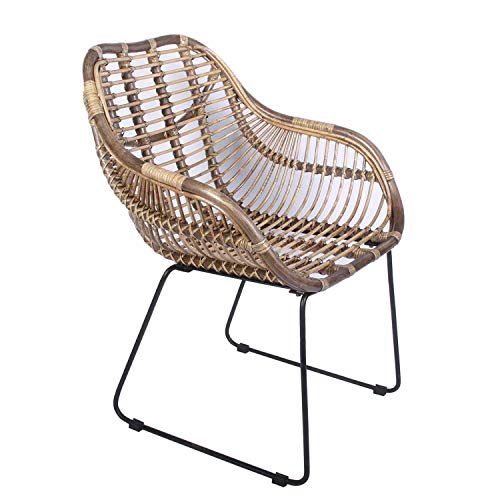 Casa Moro Fauteuil Madrid en rotin naturel tressé à la main | Chaise vintage en osier | Chaise en osier de qualité supérieure | Chaise rétro pour cuisine, jardin, terrasse, salle à manger | IDSN56