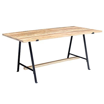 WOHNLING Mango Table de Salle à Manger en Bois Massif Massif avec Structure en métal 200 x 78,5 x 100 cm