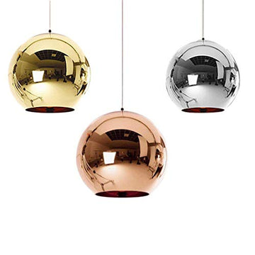 Industrial miroir moderne verre boule luminaire, miroir ajustable, Pendentif boule Ligh, ombre de lampe de plafond pour cuisine, salle à manger, Bar (Gold, 25cm)