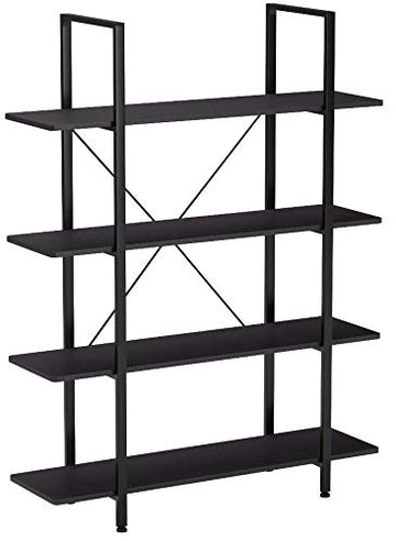 Homcom Étagère bibliothèque Style Industriel 4 étagères dim. 105L x 34l x 138H cm Acier MDF Noir