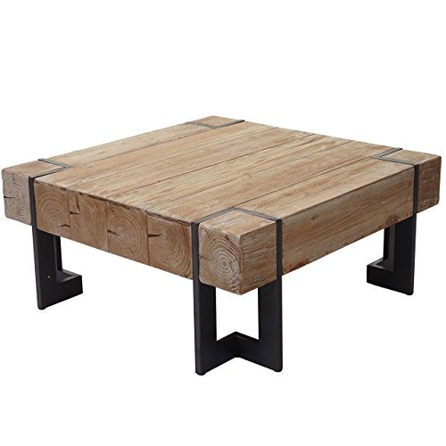 Tavolo Basse de Salon HWC-A15, Table d'Apointe, Jardiniere, Bois Massif de Sabin Rustic - 70x70 cm.