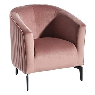 Tousmesmeubles Fauteuil Métal/Tissu Velours Rose - KURASEE - L 72 x l 62 x H 77 - Neuf