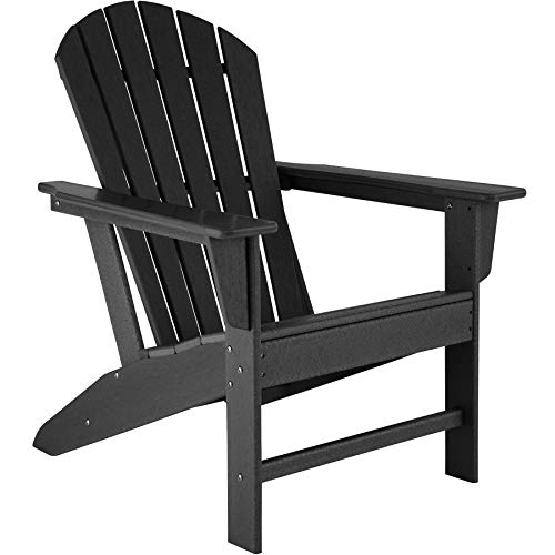 TecTake 800814 Chaise de Jardin Extérieur Design Adirondack Forme Ergonomique Résistant aux Intempéries Charge Max. 120 Kg – Diverses Couleurs (Noir)