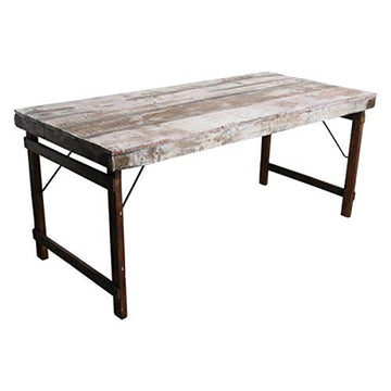 MATHI DESIGN Table Blanche Vintage Pliante