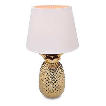 Navaris Lampe LED Forme Ananas - Lampe de Chevet et Veilleuse Design 40 cm en Forme d'Ananas - Lampe de Table Décorative Salon Chambre - Or/Blanc