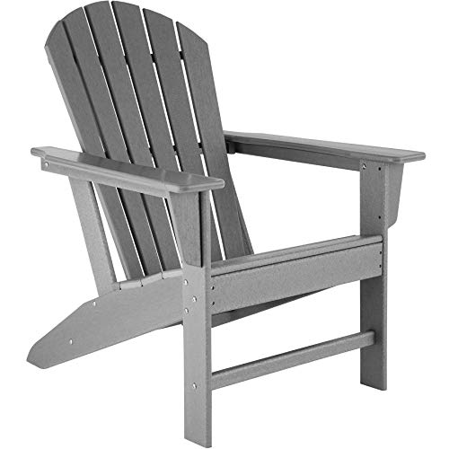 TecTake 800814 Chaise de Jardin Extérieur Design Adirondack Forme Ergonomique Résistant aux Intempéries Charge Max. 120 Kg – Diverses Couleurs (Gris)