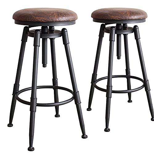 Style Industriel Tabouret de siège Rond Tabourets de Barre de comptoir Chaises de Bar pivotant Réglable Hauteur 70-90cm Charge maximale de 200 kg C