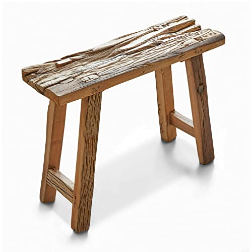 Loberon® Table d'appoint Salinquas - Bois de sal revalorisé - H/L/P env. 65/50/20 cm - Marron Vieilli