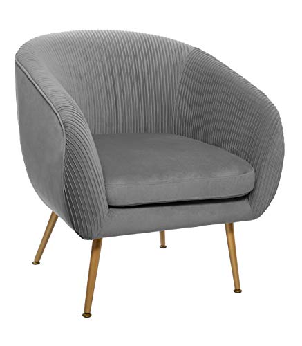 Atmosphera - Fauteuil en Velours Gris plissé H 78 cm Solaro