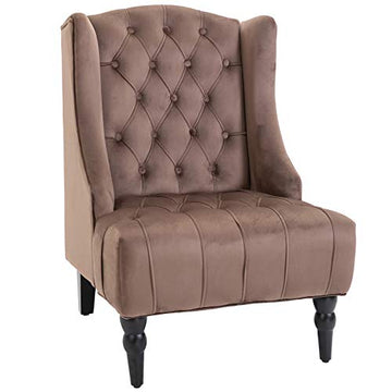 Homcom Fauteuil Chesterfield Grand Confort Dossier Assise capitonné avec Boutons Velours Marron