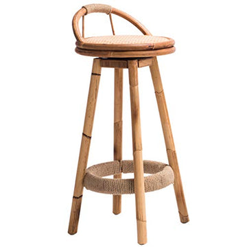 Cuisine Petit déjeuner Bambou Tabouret de Bar, Corde de Chanvre Repose-Pieds avec siège pivotant Tabouret de Bar Hauteur comptoir Tabouret for Cuisine |Café Chaise de Salle à Manger Max Charge 440lb