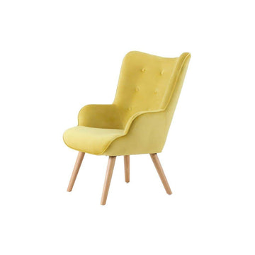 ZONS YPOS Fauteuil en Velours et Pieds en Bois 69x76xH98cm Jaune