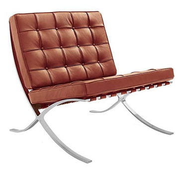 Chaise Barcelona - Cuir de qualité supérieure inspiré par Mies van de Rohe (Cognac)